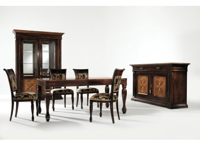 Salle à manger Ensemble Buffet Chaises 4x Vitrine Groupe de salle à manger Table 7 pièces.