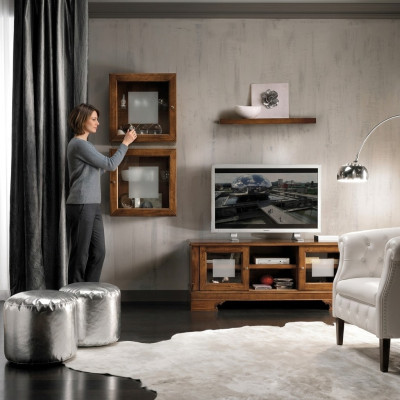Set d'unité murale 3 pièces. Meuble TV Salon Vitrine Buffet Étagère Nouveaux meubles muraux de luxe