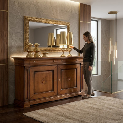 Commode Salle de séjour Commode Tiroirs Bois Buffet Armoire Armoires Massif neuf