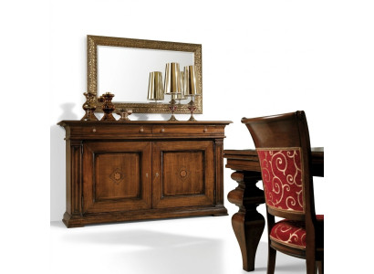 Commode en bois massif avec miroir Buffet Commodes Ensembles de meubles italiens 2 pièces.