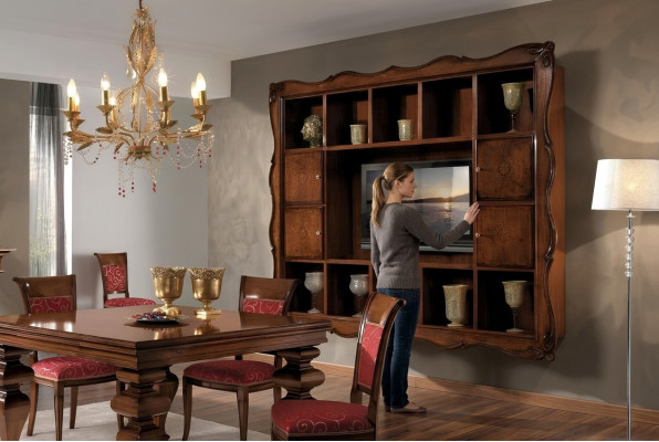 Meuble mural de salon Vitrine Bois Mobilier de salon TV Armoire Murale Design nouveaux