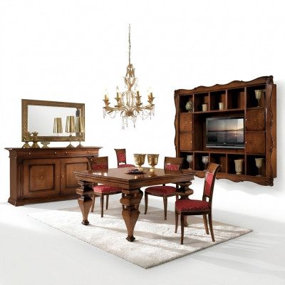 Ensemble de salle à manger en bois Design Ensemble Buffet 4x chaises Table Complète 7 pièces.