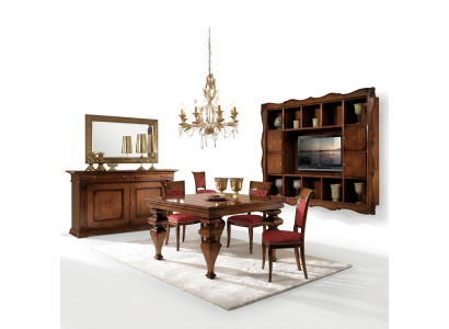 Ensemble de salle à manger en bois Design Ensemble Buffet 4x chaises Table Complète 7 pièces.