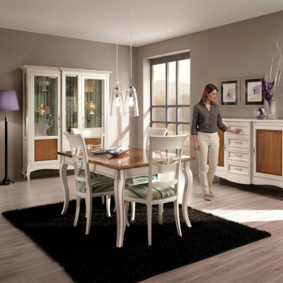 Salle à manger Ensemble Commode Chaises 4x Vitrine Groupe de salle à manger Vitrines 7 pièces.