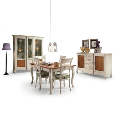 Salle à manger Ensemble Commode Chaises 4x Vitrine Groupe de salle à manger Vitrines 7 pièces.