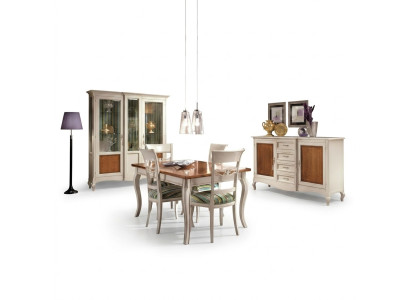 Salle à manger Ensemble Commode Chaises 4x Vitrine Groupe de salle à manger Vitrines 7 pièces.