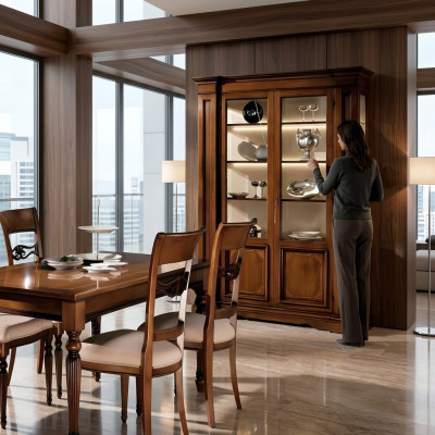 Vitrine en bois Armoires de luxe Buffet classique Design de meubles Italiens Marron