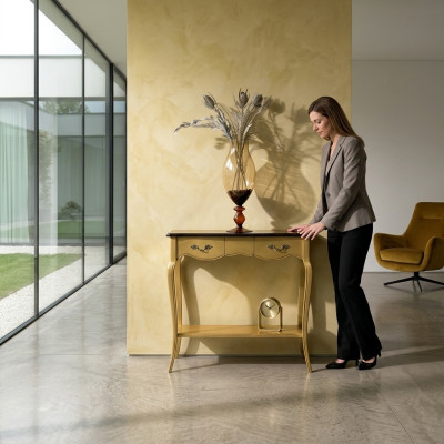 Console Table Console Meubles en bois Console Table Couloir Table murale Meubles en bois jaune Nouveaux meubles