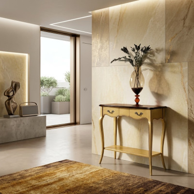 Console Table Console Meubles en bois Console Table Couloir Table murale Meubles en bois jaune Nouveaux meubles