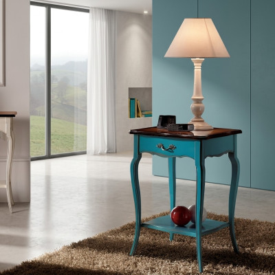 Consoles Table de chevet Chambre Table d'appoint Design moderne Meubles Bois Bleu Azur