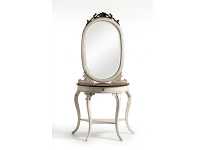 Classique r miroir Coiffeuse Console Table Table en bois blanc Mobilier de chambre à coucher 2 pièces
