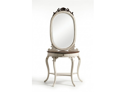 Classique r miroir Coiffeuse Console Table Table en bois blanc Mobilier de chambre à coucher 2 pièces