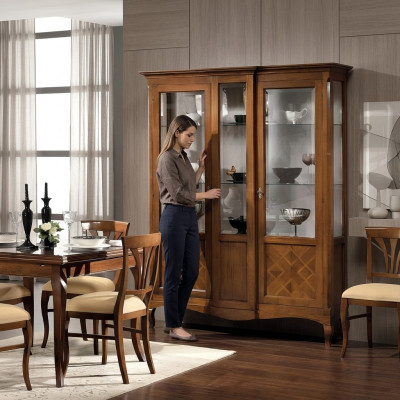 Vitrine Bois Meubles de Luxe Armoire Classique Buffet Armoire Italienne Marron