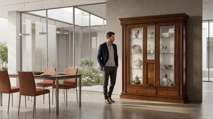 Vitrines en bois Armoire vitrée en verre Buffet en bois massif Vitrine de rangement Meuble de salon Solide