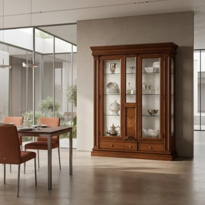 Vitrines en bois Armoire vitrée en verre Buffet en bois massif Vitrine de rangement Meuble de salon Solide