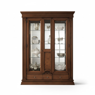 Vitrines en bois Armoire vitrée en verre Buffet en bois massif Vitrine de rangement Meuble de salon Solide