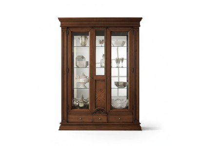 Vitrines en bois Armoire vitrée en verre Buffet en bois massif Vitrine de rangement Meuble de salon Solide