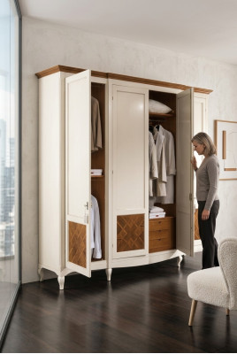 Armoire en vrai bois Armoire solide Meubles de chambre en bois Italie cabinet en bois