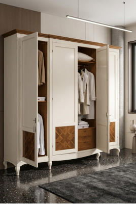 Armoire en vrai bois Armoire solide Meubles de chambre en bois Italie cabinet en bois