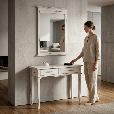 Tables consoles Table d'appoint Chambre en bois Miroir + Commode Console Tables de chevet