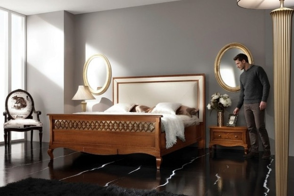 Ensemble de meubles de chambre à coucher, ensemble de meubles italien avec table de chevet en bois massif, 3 pièces