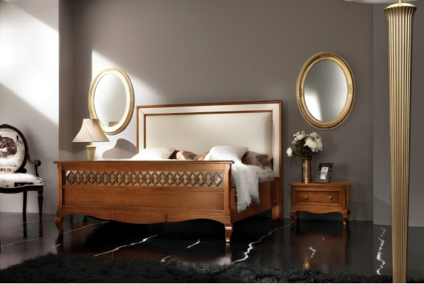 Ensemble de meubles de chambre à coucher, ensemble de meubles italien avec table de chevet en bois massif, 3 pièces