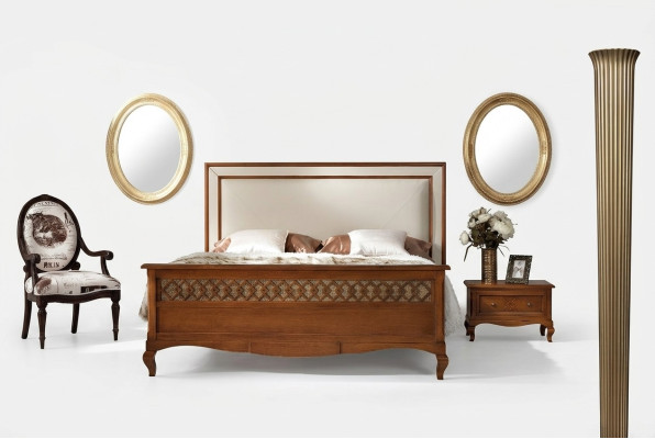 Ensemble de meubles de chambre à coucher, ensemble de meubles italien avec table de chevet en bois massif, 3 pièces
