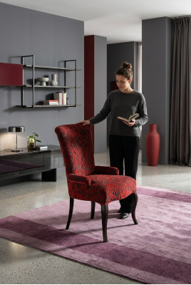 Salon Chaises inclinables Luxueux Fauteuil Chaise Bois Marron Meubles italiens Tapisserie