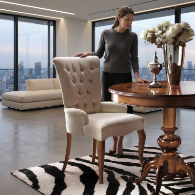 Chaise rembourrée de salle à manger en fauteuil en velours fauteuil de luxe chaise chaises meubles de salle d'étude