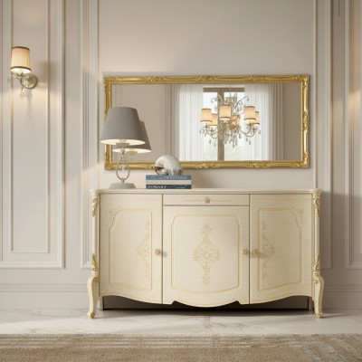 Commode avec miroir Commodes en bois Mobilier Armoire Chambre à coucher Buffet noir