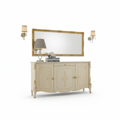Commode avec miroir Commodes en bois Mobilier Armoire Chambre à coucher Buffet noir