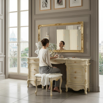 Coiffeuse Commode Coiffeuse Table de maquillage avec étagères miroirs Consoles nouvelles