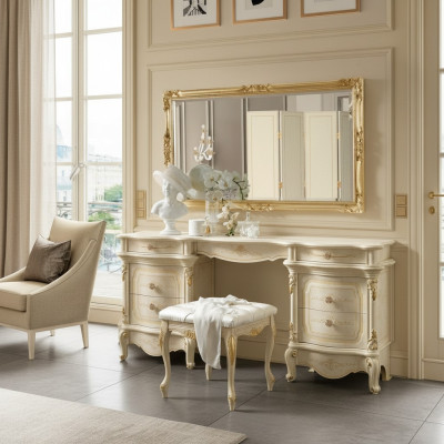 Coiffeuse Commode Coiffeuse Table de maquillage avec étagères miroirs Consoles nouvelles