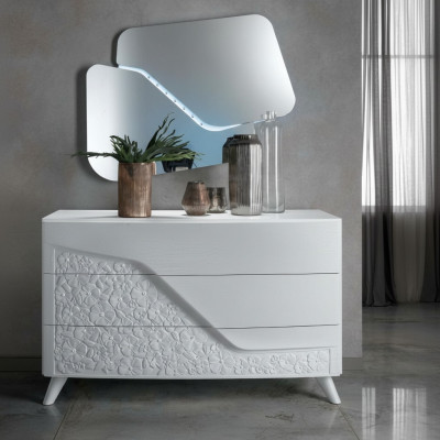 Commode avec miroir Coffres de bois Commodes Meuble Armoire Chambre blanche Buffet neuf