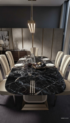Table à manger de luxe Table en bois massif d'Italie Mobilier de salle à manger Tables Ameublement