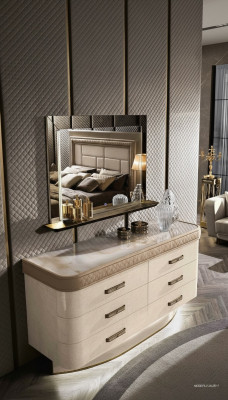 Commode avec miroir Buffet Commodes Ensemble de meubles italiens 2 pièces. Armoire en bois