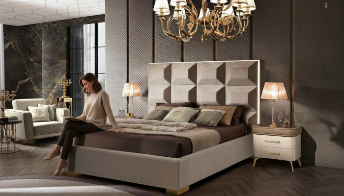 Lit en bois Chambre à coucher Double Lits Cadre de lit marron Lit double moderne Mobilier