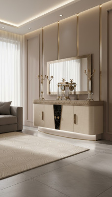 Commode avec miroir Commodes en bois Meubles Armoire Chambre de luxe Buffet neuf