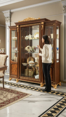 Vitrines bois verre Armoire en bois massif Bahut Vitrine Mobilier de salon Italie