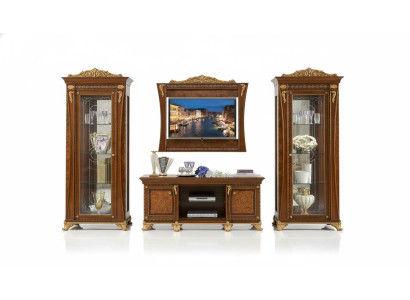 Meuble TV Armoire Murale de Luxe pour Salon Ensemble Neuf d'Unités Murales Vitrine en Bois Mobilier