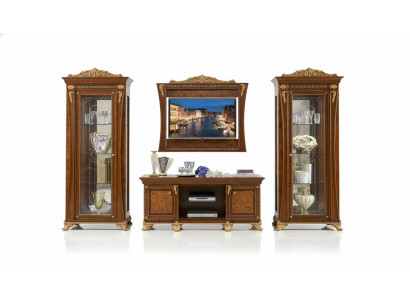 Meuble TV Armoire Murale de Luxe pour Salon Ensemble Neuf d'Unités Murales Vitrine en Bois Mobilier