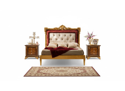 Lit double Lit de luxe Cadre de lit en bois Cadre de lit marron Design classique