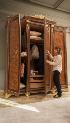 Armoire en bois massif Chambre à coucher Meubles Italie Armoire en bois Cabinet en bois