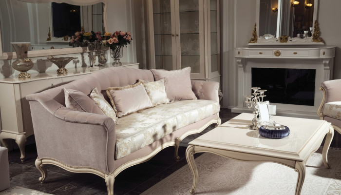 Canapé trois places classique Canapé Sofa Tissu Meubles Canapé en Tissu de Meubles Italiens