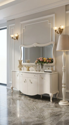 Commode Armoire Étagère Console Mobilier Armoire en Bois Ensemble 2 pièces Commode Miroir nouveau