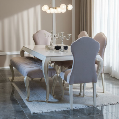 Salle à manger design ensemble de 6 pièces. Mobilier en bois 4x Chaise Table Tabouret Groupe nouveau