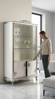 Vitrine Armoires de luxe en bois Meubles italiens Buffet de salle de séjour en verre