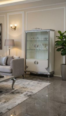 Vitrine Armoires de luxe en bois Meubles italiens Buffet de salle de séjour en verre