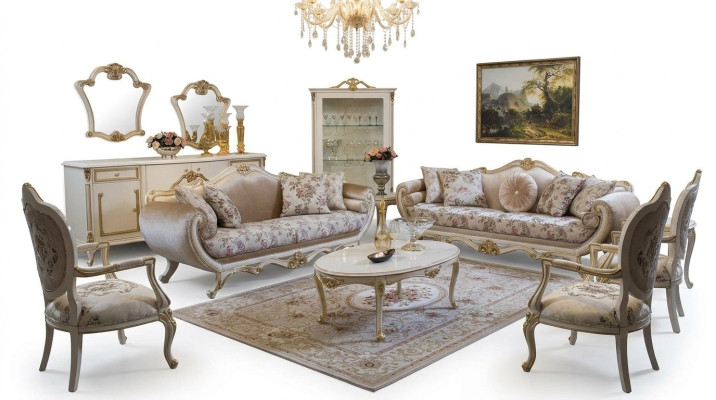 Ensemble de canapé Canapé Table basse Fauteuil Ensemble de canapés Tissu 311 Suite 5 pièces.