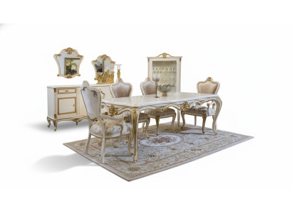 Classique Salle à manger Table à manger Vitrine 4x Chaise Ensemble de salle à manger Commodes 7 pièces.